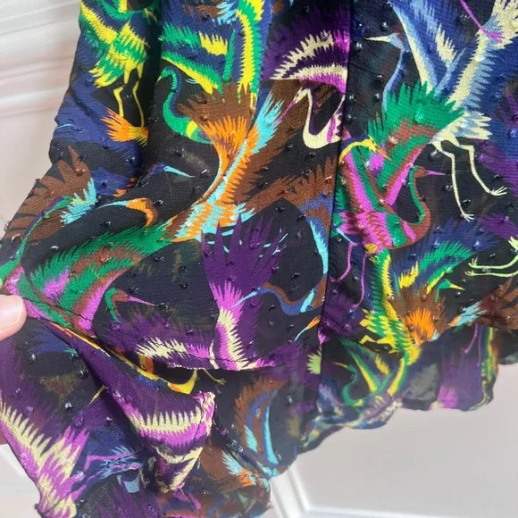 Anthropologie Abstract Bird Print Slip Dress Size L - Picture 5 of 8